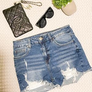 Distressed Denim Shorts